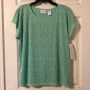 Alfred Dunner new lace top sea foam L